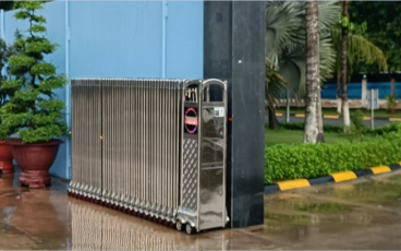 Cổng xếp inox tự động lắp tại Tiền Giang Cổng xếp inox tự động lắp tại Tiền Giang